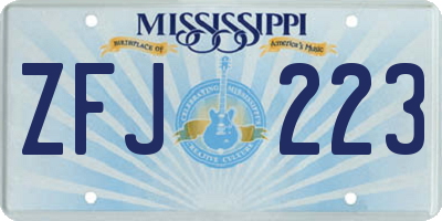 MS license plate ZFJ223