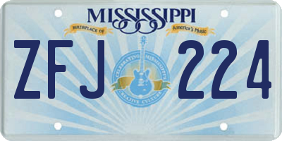 MS license plate ZFJ224
