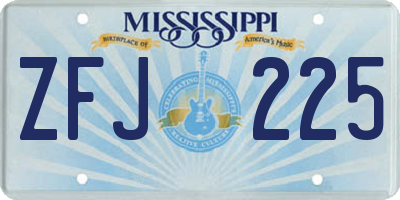 MS license plate ZFJ225