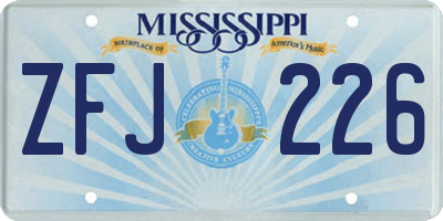 MS license plate ZFJ226