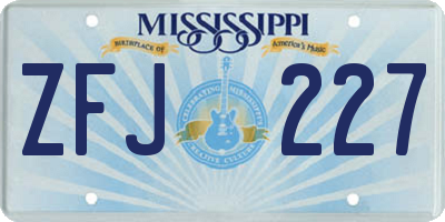MS license plate ZFJ227
