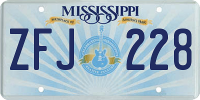 MS license plate ZFJ228