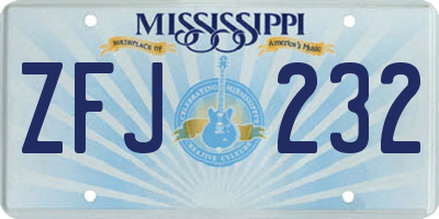 MS license plate ZFJ232