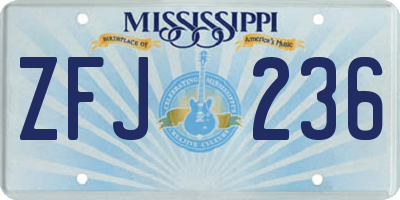 MS license plate ZFJ236