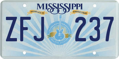 MS license plate ZFJ237