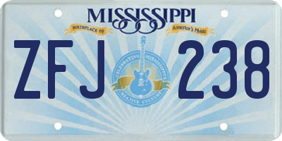 MS license plate ZFJ238