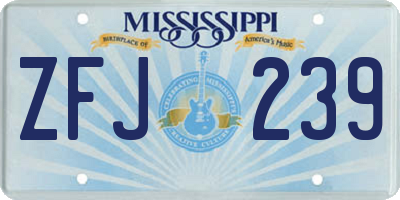 MS license plate ZFJ239