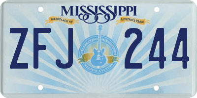 MS license plate ZFJ244