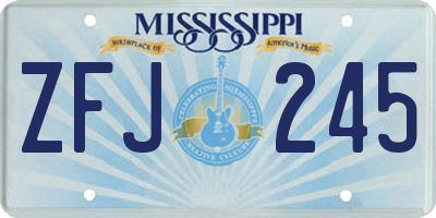 MS license plate ZFJ245
