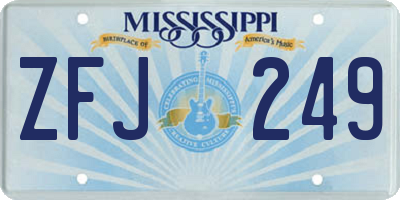 MS license plate ZFJ249