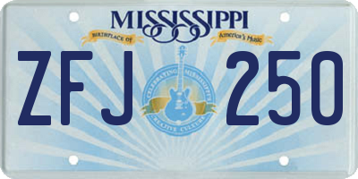 MS license plate ZFJ250