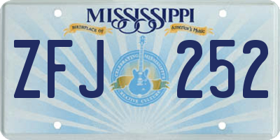 MS license plate ZFJ252