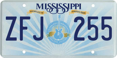 MS license plate ZFJ255