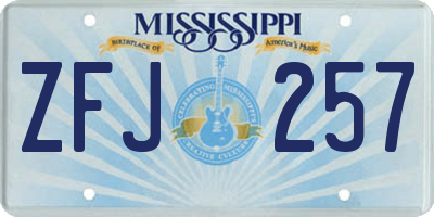 MS license plate ZFJ257