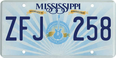 MS license plate ZFJ258
