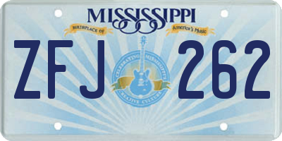 MS license plate ZFJ262