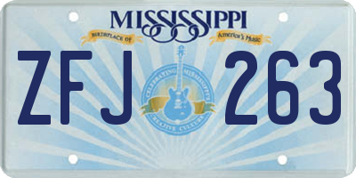 MS license plate ZFJ263
