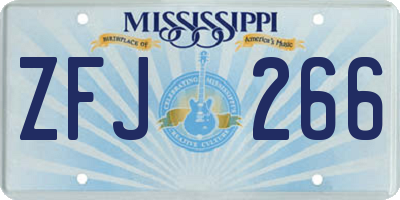 MS license plate ZFJ266