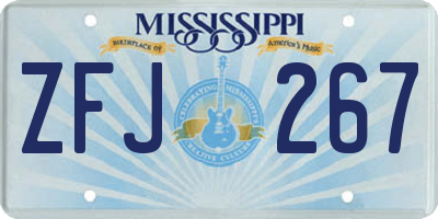 MS license plate ZFJ267