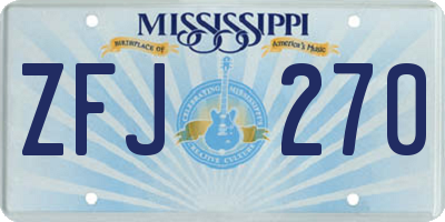 MS license plate ZFJ270