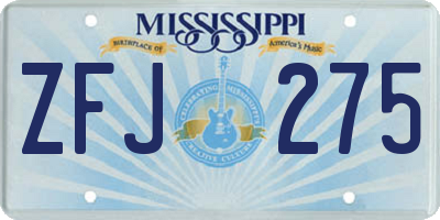 MS license plate ZFJ275