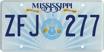 MS license plate ZFJ277