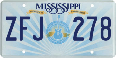 MS license plate ZFJ278