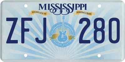 MS license plate ZFJ280