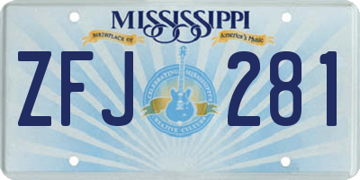 MS license plate ZFJ281