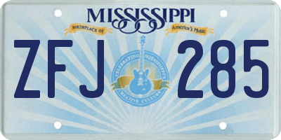 MS license plate ZFJ285
