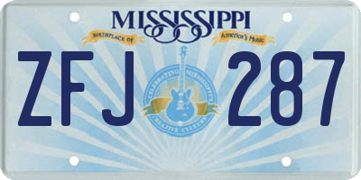 MS license plate ZFJ287