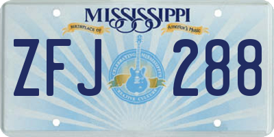 MS license plate ZFJ288