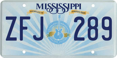 MS license plate ZFJ289
