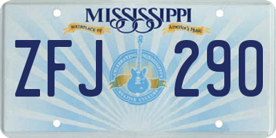 MS license plate ZFJ290
