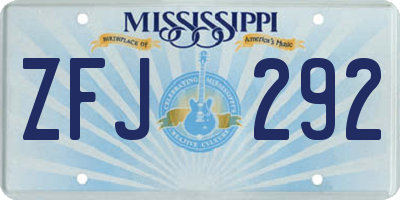 MS license plate ZFJ292