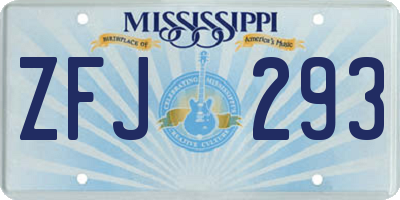 MS license plate ZFJ293