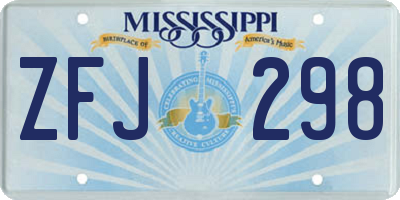 MS license plate ZFJ298