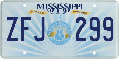 MS license plate ZFJ299
