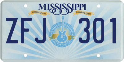 MS license plate ZFJ301