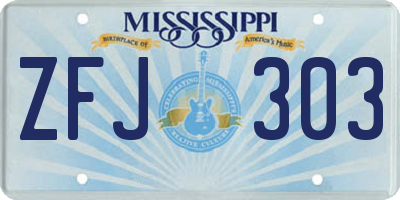 MS license plate ZFJ303