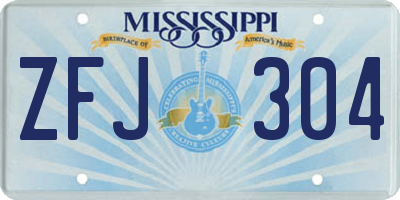 MS license plate ZFJ304