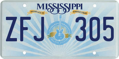 MS license plate ZFJ305