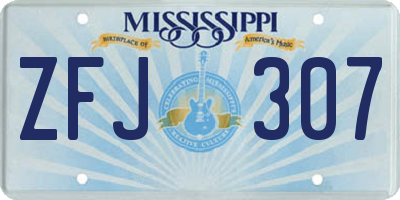 MS license plate ZFJ307