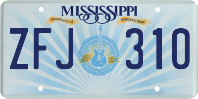 MS license plate ZFJ310