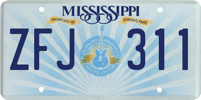 MS license plate ZFJ311