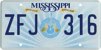 MS license plate ZFJ316