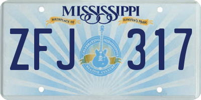 MS license plate ZFJ317