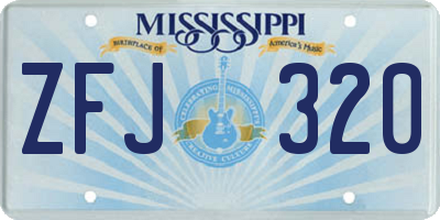 MS license plate ZFJ320
