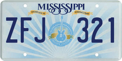 MS license plate ZFJ321