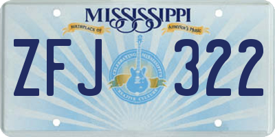 MS license plate ZFJ322